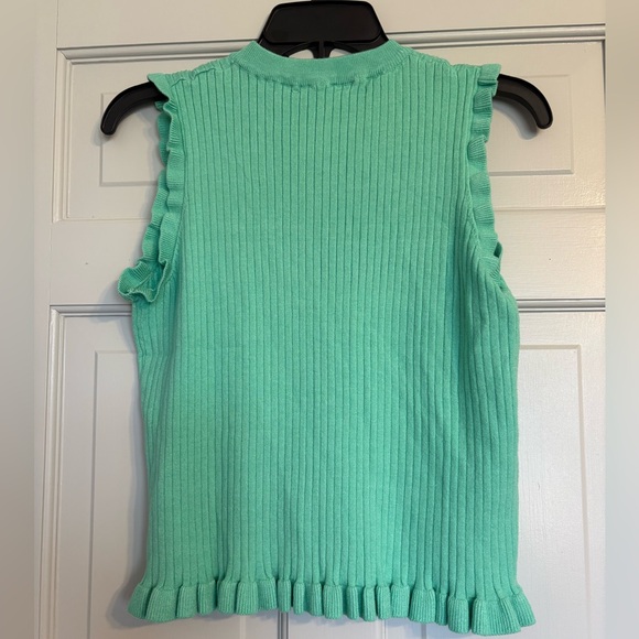 NWT Sewn + Seen Ribbed Ruffle Hem Tank Top Size Small St Patrick’s Day Green - Picture 2 of 6